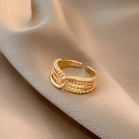 south korea style simple ins style gold tone knot adjustable rings gift party banquet womens jewelry ring 2021