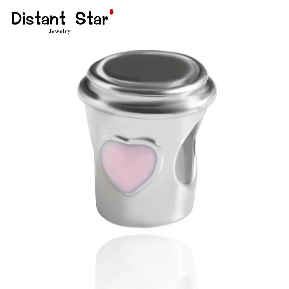 Круглые Европейские Бусины в форме сердца серебристые и розовые бусины из