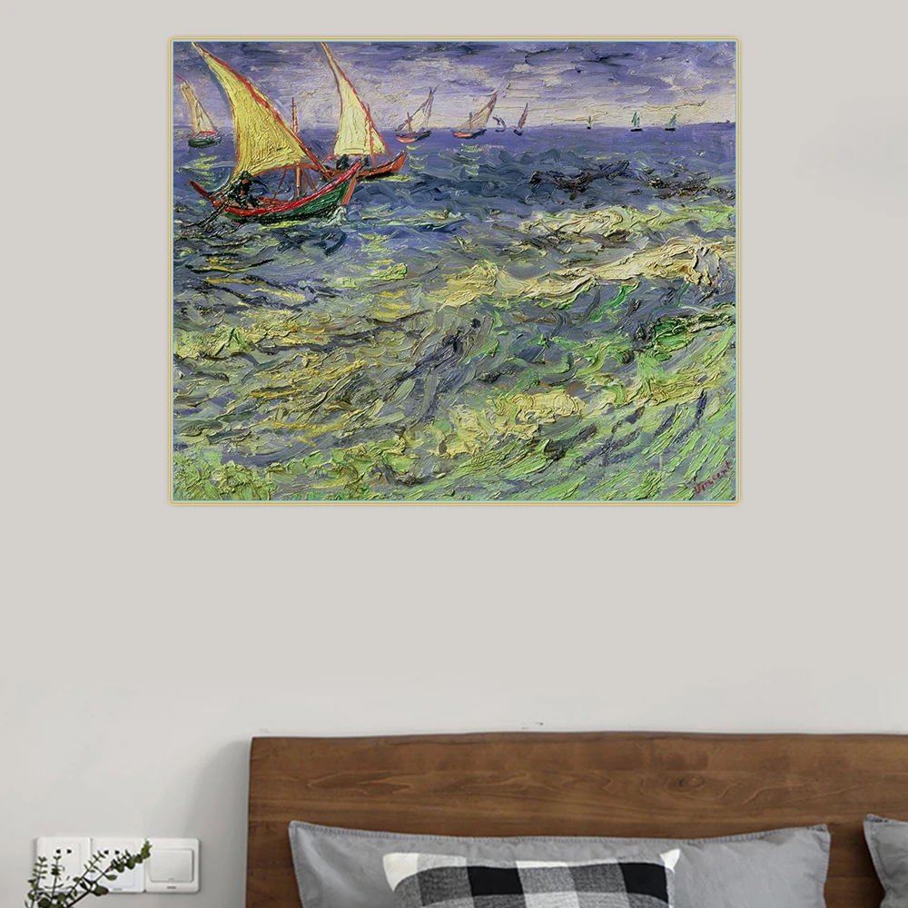 

Citon Van Gogh《Seascape at Saintes-Maries》Canvas Art Oil Painting Famous Artwork Poster Picture Wall Decor Home Decoration