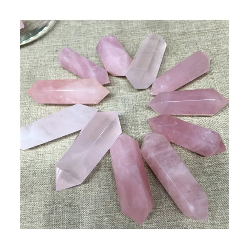 

Natural Rose Quartz Double Wand Point Crystal Healing Stones For Sale