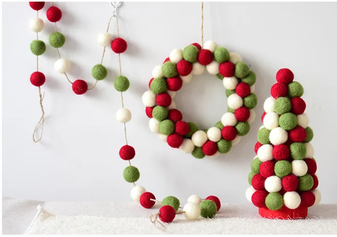 D-3PC Рождественский Органайзер navidad decoraciones para el hogar, сделай сам, шерстяной шар, настенные подвески в скандинавском стиле, детский домашний декор - Цвет: D-3PC