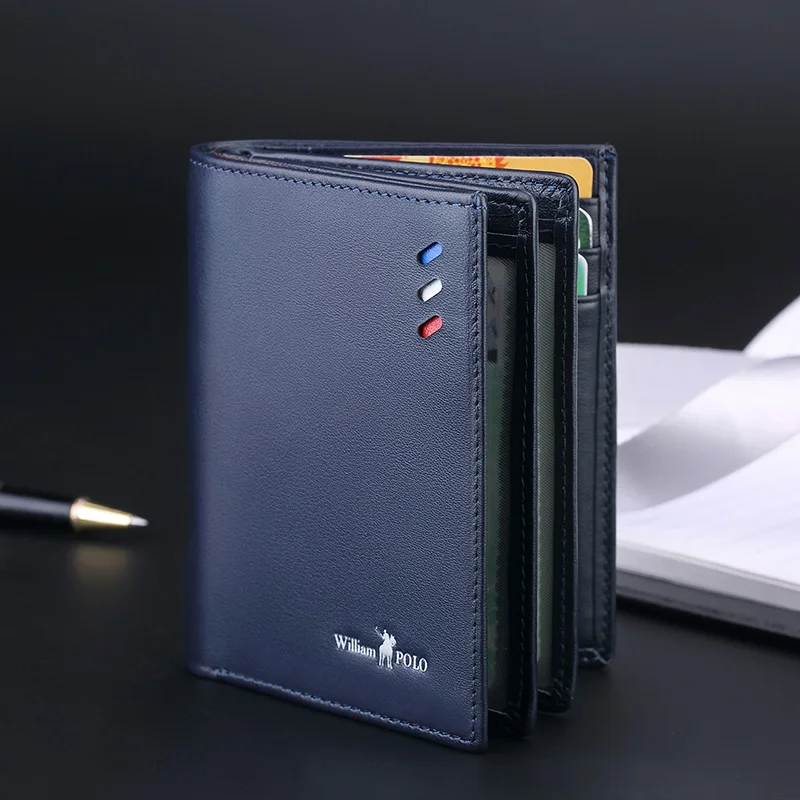 Мужской кошелек из натуральной кожи WILLIAMPOLO мягкий элегантный кредитный