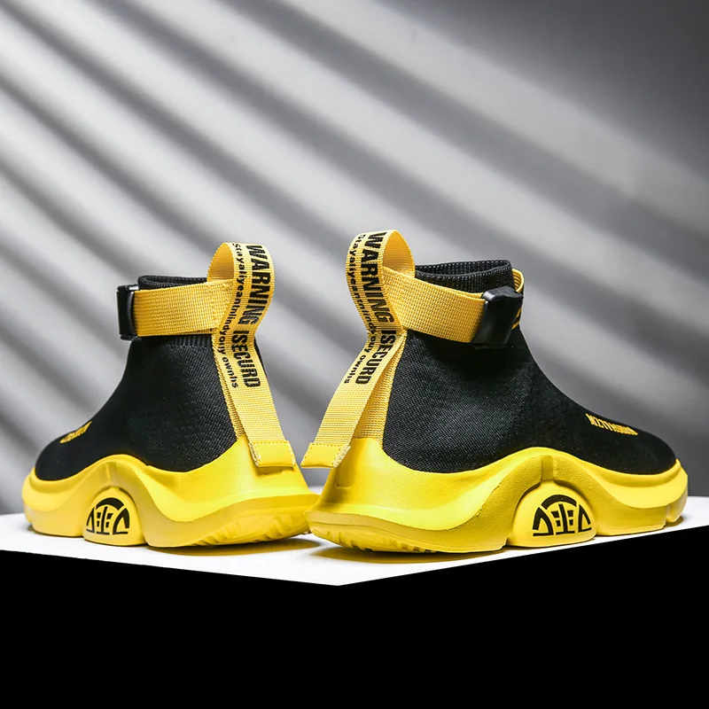 Men's Running Shoes Fashion Black High top Socks Sports Shoes Men Super Light Weaving Sneakers Breathable Jogging Shoes Men