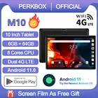 Планшет Perkbox, Android 11,0, 10-дюймовый экран, ультрапортативный, 4G LTE, 6 ГБ ОЗУ, 64 Гб ПЗУ, Wi-Fi, Восьмиядерный, GPS Pad