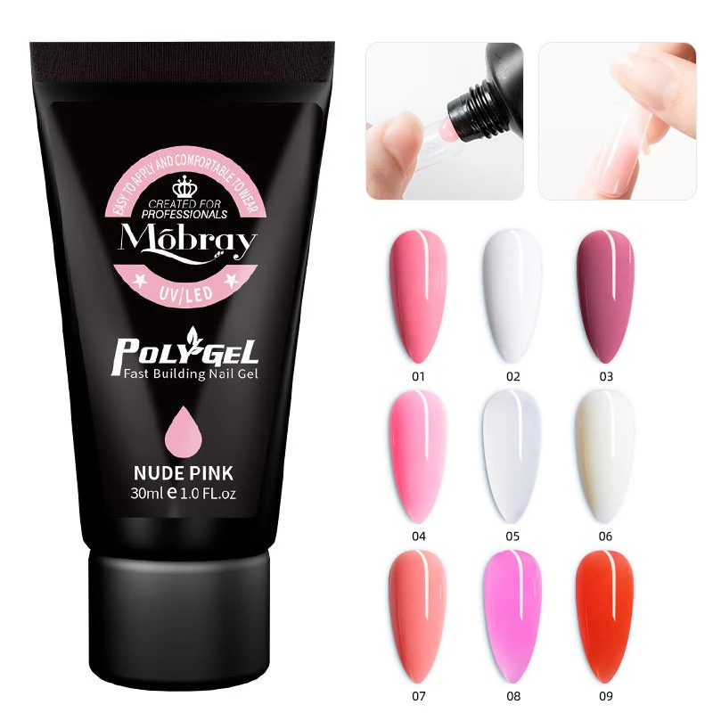 

Цветной полигель для ногтей Mobray, 30 мл, гель для быстрого наращивания ногтей, акриловый гель, светодиодный гель для наращивания ногтей