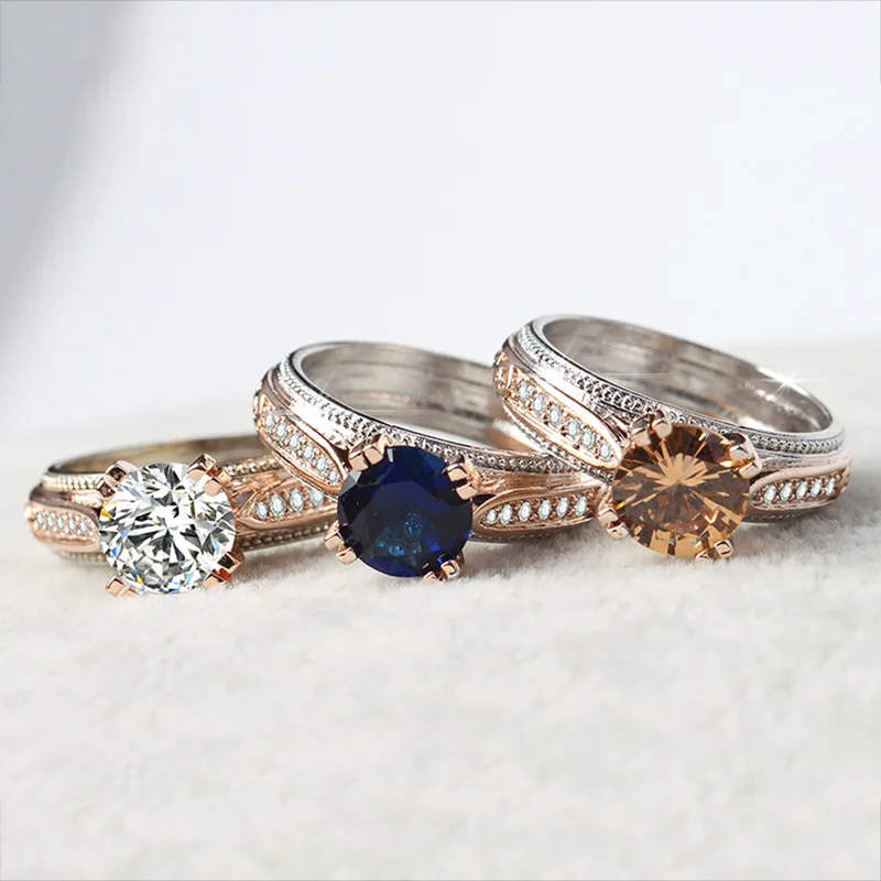3 вида цветов классическое обручальное кольцо Anillos Mujer Shellhard шампанское
