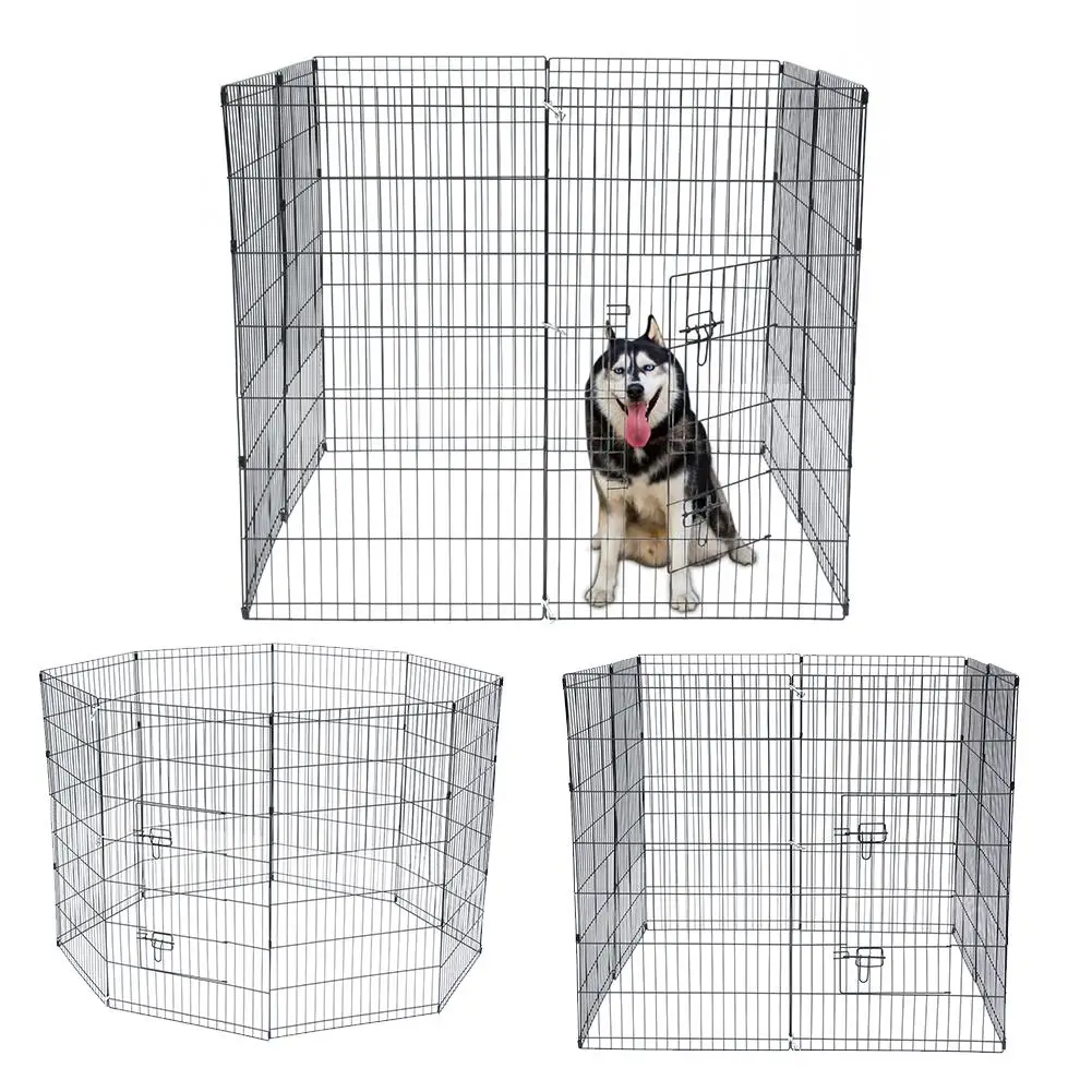 

42 inch High Iron Wire Fence 8 Panels Folding Pet Dog Cat Metal Playpen