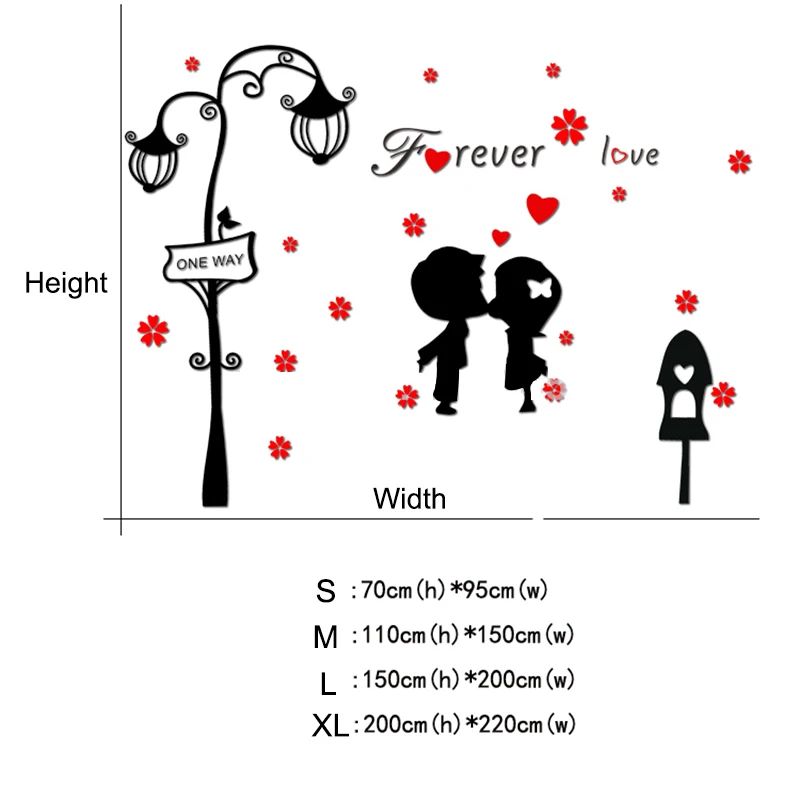 Романтические Уличные светильники для влюбленных акриловые наклейки на стену