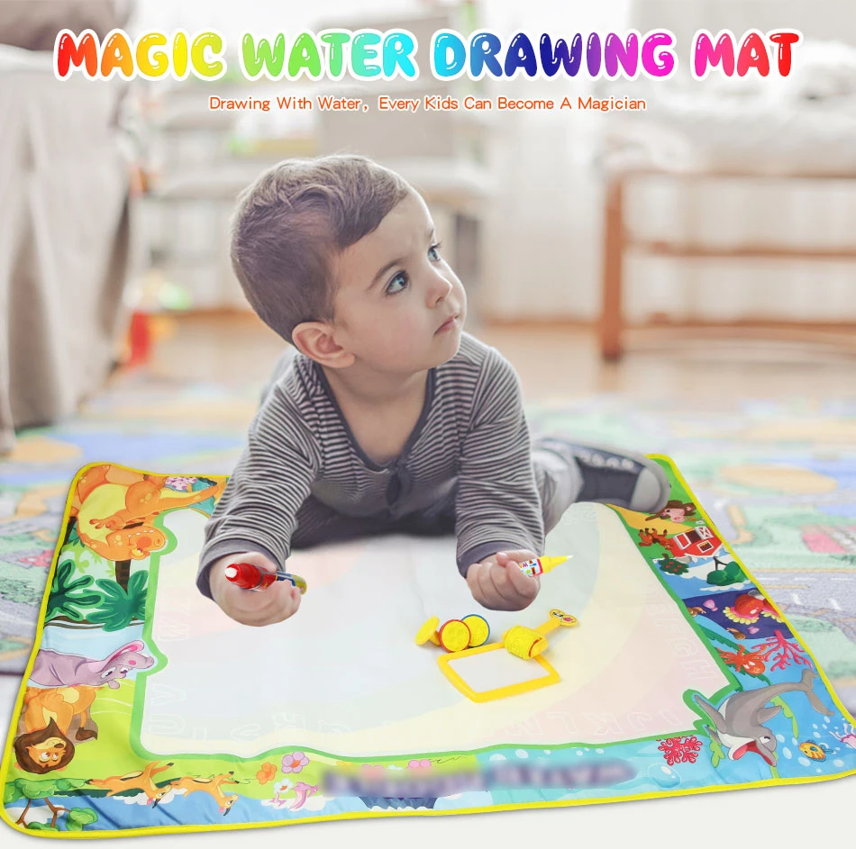 

70X99cm 2019 New Arrival Water Drawing Mat With 3 pens &1 Stamp Set Doodle Mats Coloring Carpets Painting Board Toys For Kids