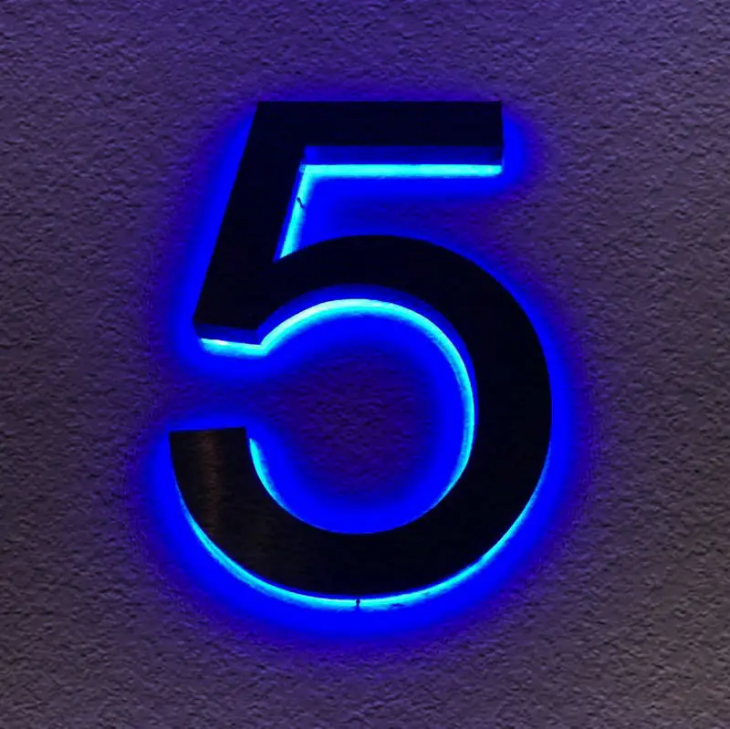 Custom outdoor 3d for signage backlit stainless steel lighted house number with illumination | LED Modules