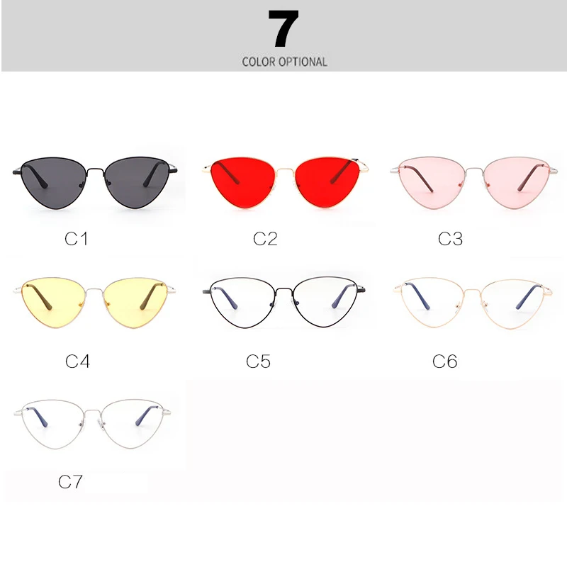 

STORY 2018 Red Triangle Sunglasses Women Vintage Retro Metal Frame Cat Eye Sun Glasses Candy Color Gradient Lens Shades Eyewear