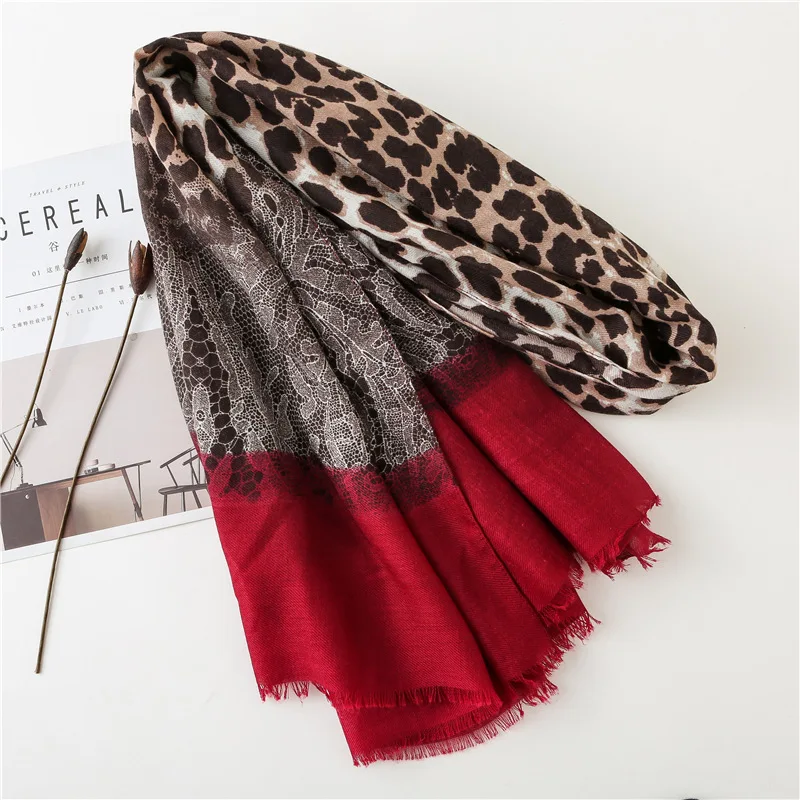 KYQIAO 2020 г. Женский брендовый шикарный красный Леопардовый точечный шарф с
