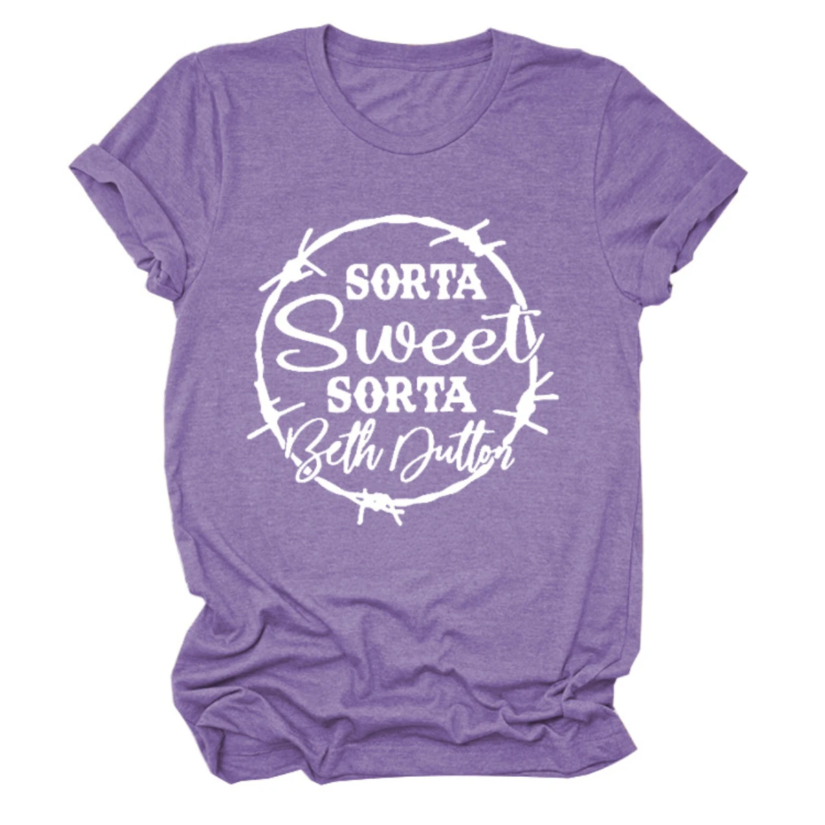 

Womens Sorta Sweet Sorta Beth Dutton Round Neck Casual Short-Sleeved Loose Large Size Fashion T-Shirt Summer All-Match Tees