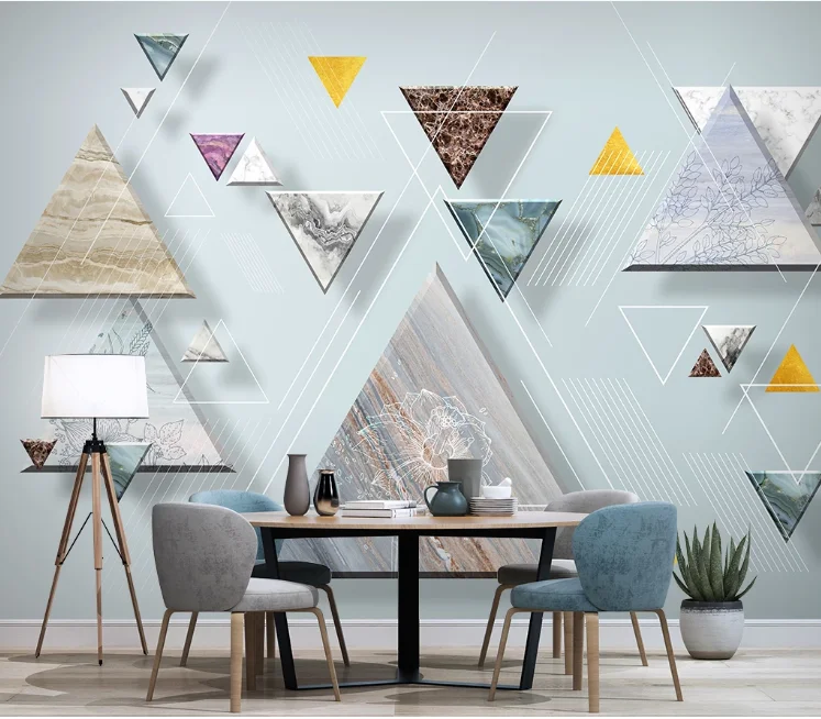 Modern Geometric Blue Marble Wall Mural for Bedroom 3D Papers HD Printed Wallpapers Murals TV Background Abstract Custom | Обустройство
