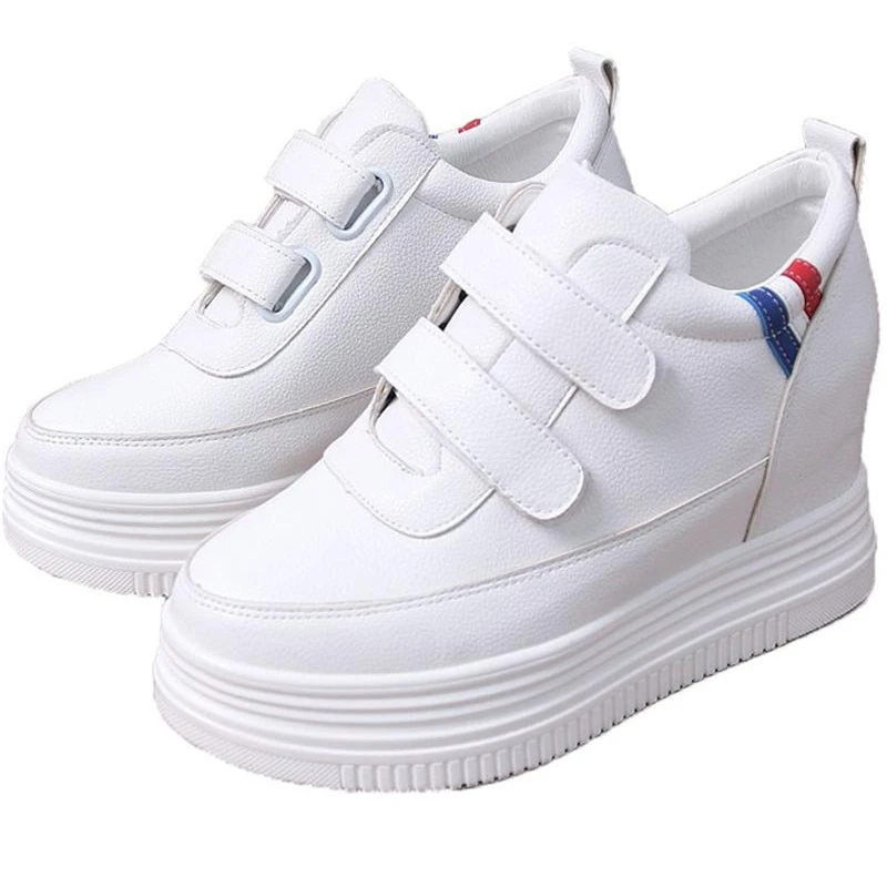 Женские белые кроссовки на платформе каблук 8 см женская обувь белые|Женские и