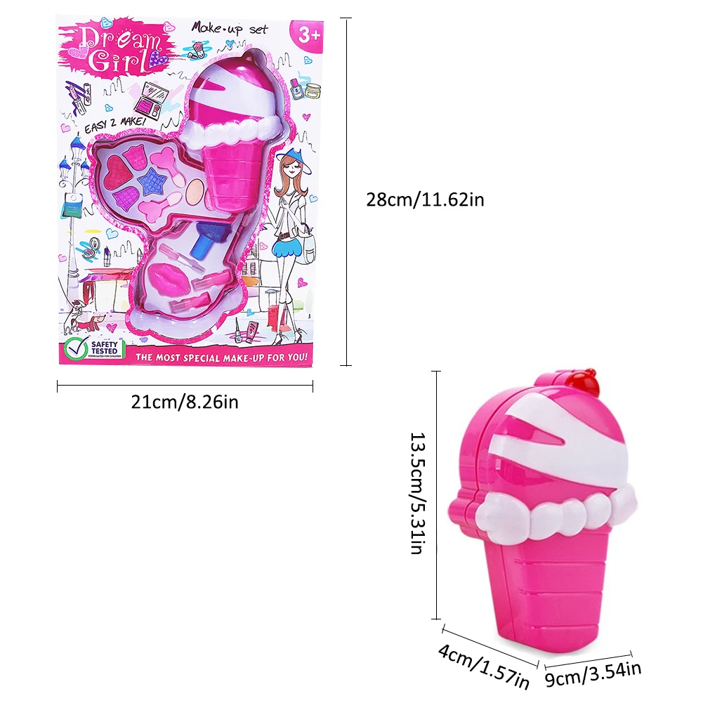 

Children Cosmetics Set Girl's Play House Toy Ice Cream Style Makeup Palette Set Ice Cream Shape Children's Make Up Toy Box Gift