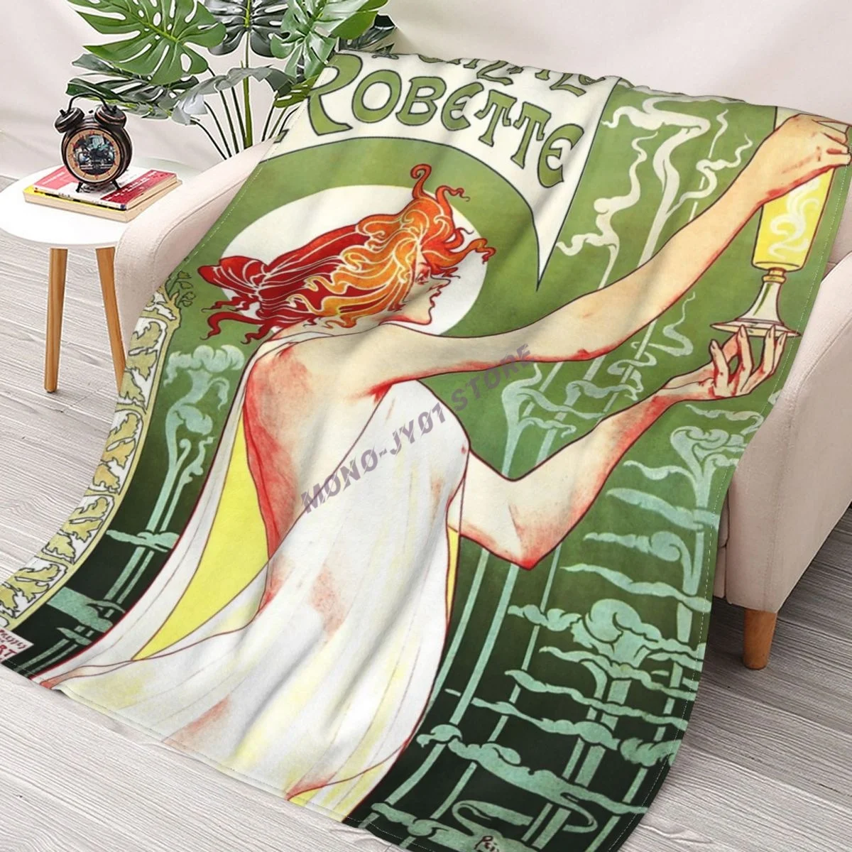 

ABSINTHE ROBETTE By Henri Privat Livemont French Art Nouveau Throw Blanket Sherpa Blanket cover Bedding soft Blankets