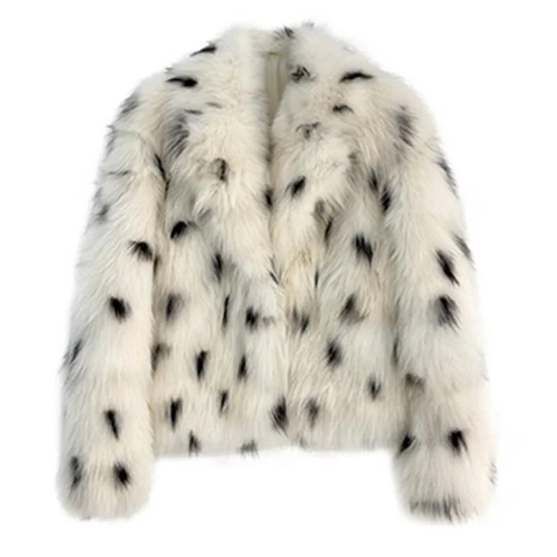 Women's faux fox fur coat winter new style young short clothes loose leopard fashion plush white manteau femme куртка женская