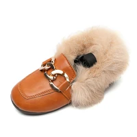 mumoresip new autumn winter girls cotton shoes warm fluffy fur kids loafers with metal chain boys flats children loafers 21 30