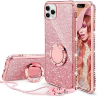 diamond case for iphone 11 pro max xs max xr x cover crystal glitter bling ring kickstand for iphone 12 7 8 plus x bumper case
