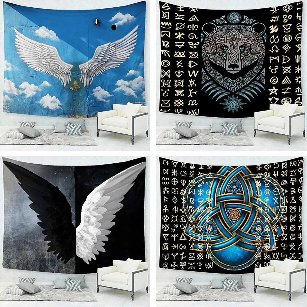 

200X150cm Large Creative Angel Wing Wall Tapestry Retro Background Wall Hanging Tapestry Blanket for Living Room Bedroom Decor