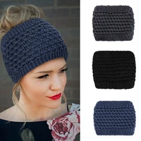 winter bubble knitted headbands solid wide woolen turbans for women girls crochet ear warmer stretch hairbands hair accessories