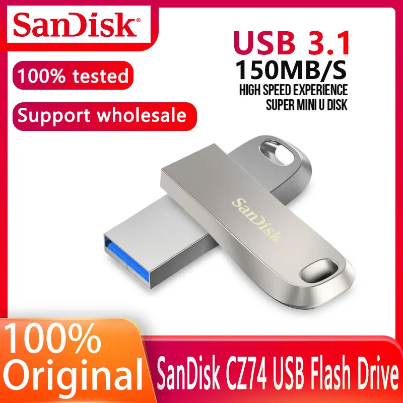 100% Оригинальный флеш-накопитель SanDisk CZ74 USB 3,1 128 Гб 64 Гб до 150 Мб флеш-накопитель USB 32 Гб 16 Гб металлический U-диск, флеш-накопитель