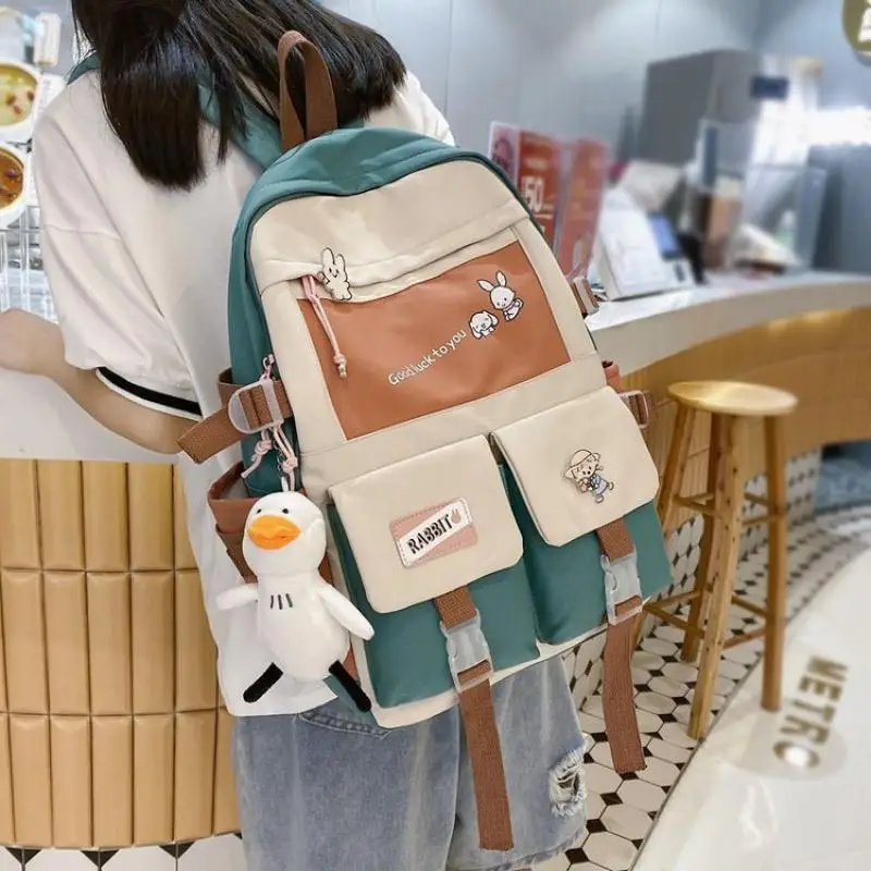 

Students Backpack Women's Nylon School Bags for Teenager Girls Large Capacity Female Backpacks Cute Candy Colors Schoolbag