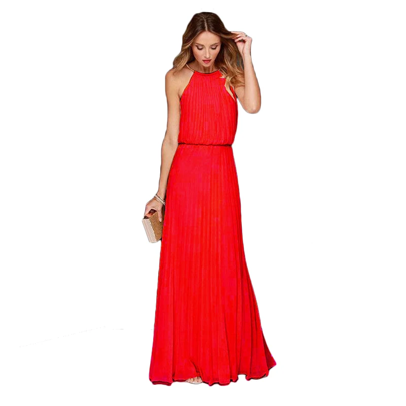 Летние Длинные вечерние платья женские 2019 Модные Винтажные тонкие однотонные