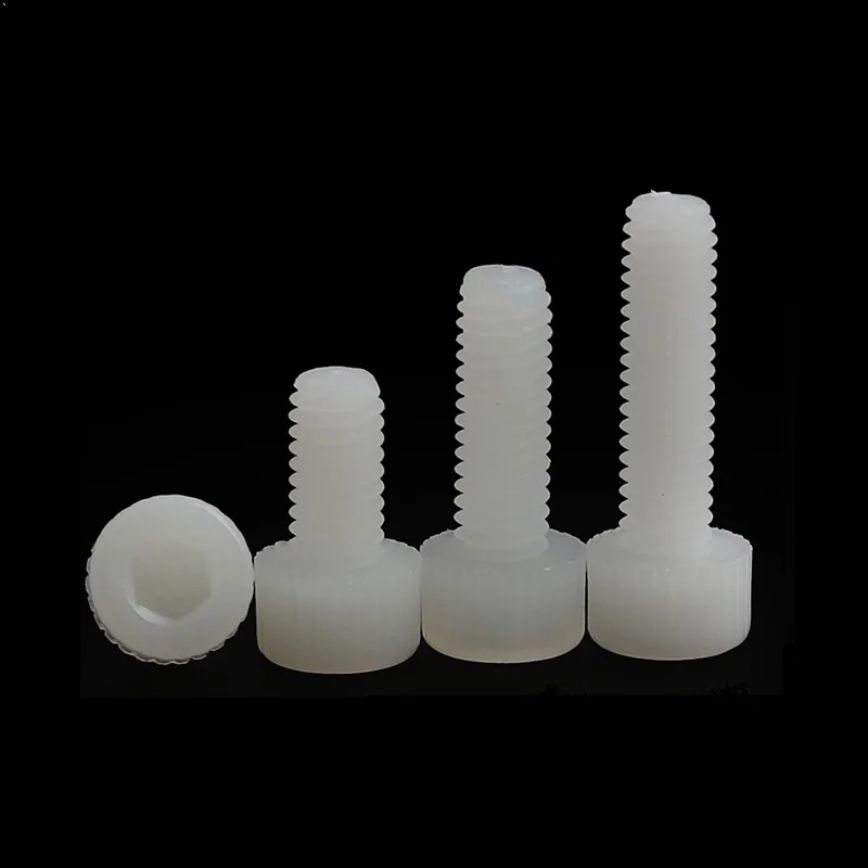 100 шт/200 шт Белая нейлоновая Шестигранная головная крышка болты накатанная рука