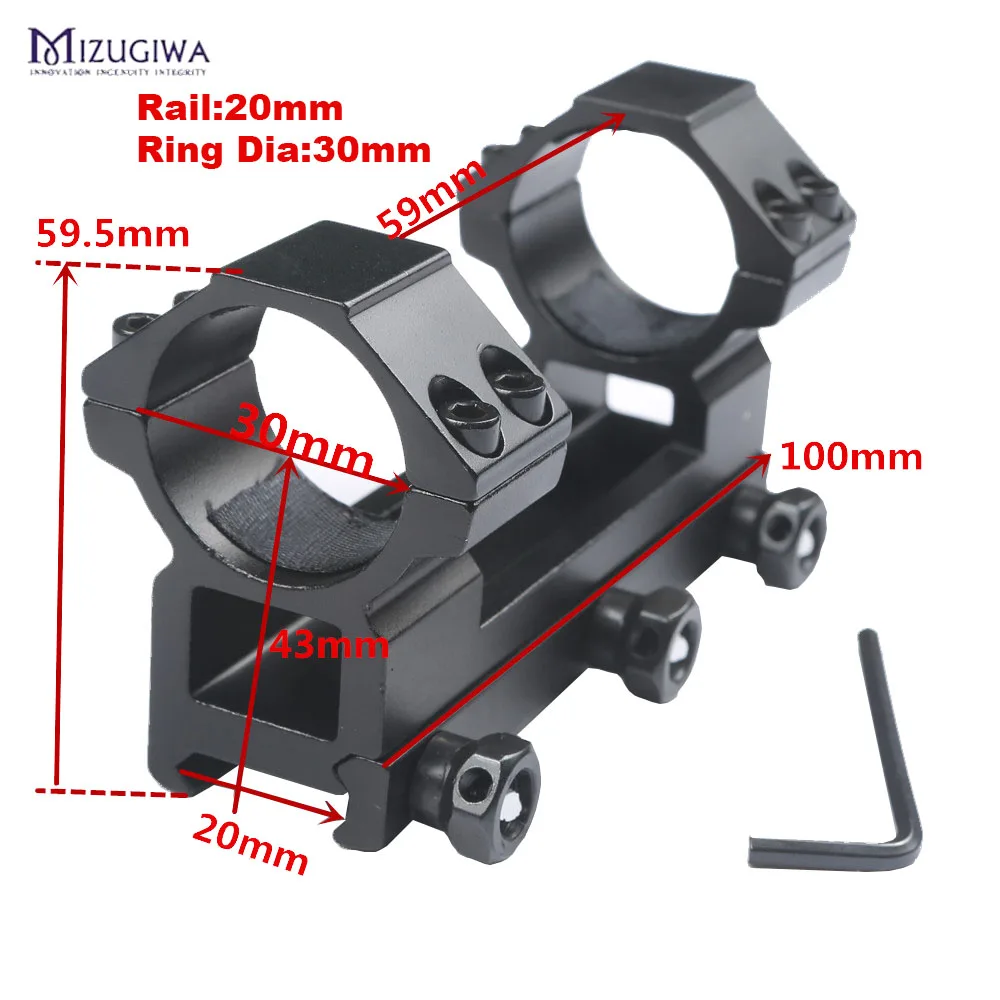 Rail30mm Ring20mm MIZUGIWA Тактический цельный плоский Топ 30 мм двойное кольцо выше профиля прицела 20 мм рис Рельс Пикатинни для пневматической винтовки - Цвет: Rail30mm Ring20mm