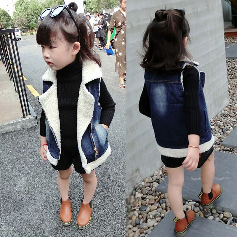 

Детская одежда, новинка 2019, осенне-зимний утепленный джинсовый жилет для мальчиков и девочек, утепленный детский жилет, пальто