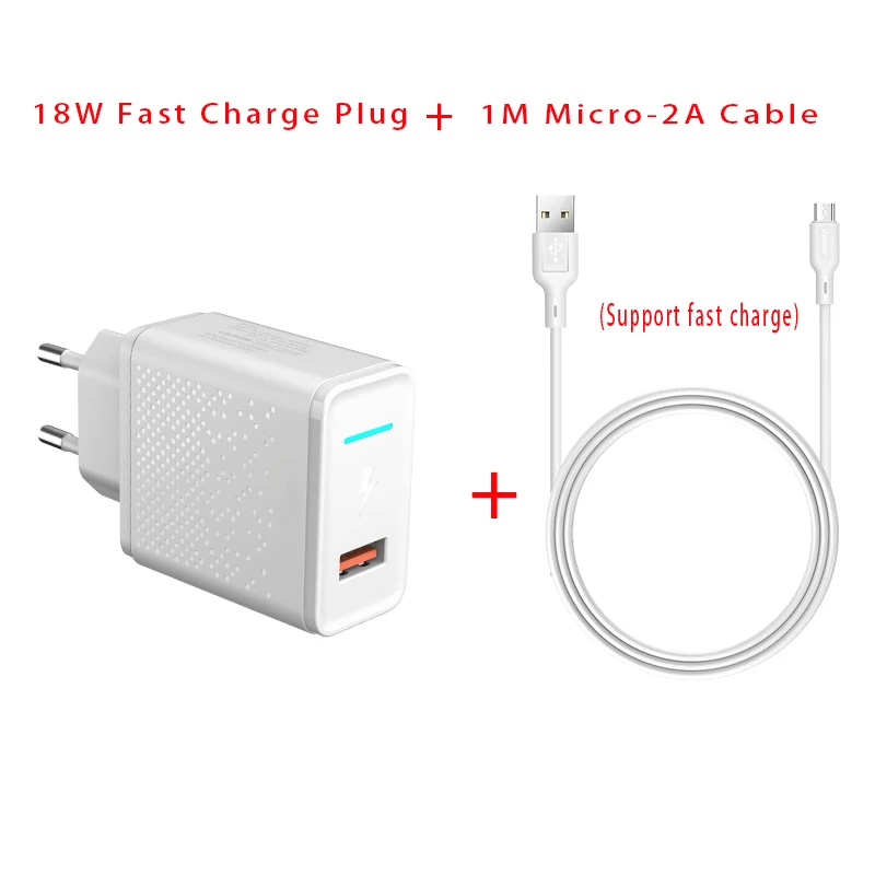Ввласть QC 3,0 Быстрая Зарядка телефона EU 18 Вт Быстрая зарядка через USB адаптер Зарядное устройство для samsung galaxy Xiaomi Note Plus стены Зарядное устройство - Тип штекера: White-Micro Cable