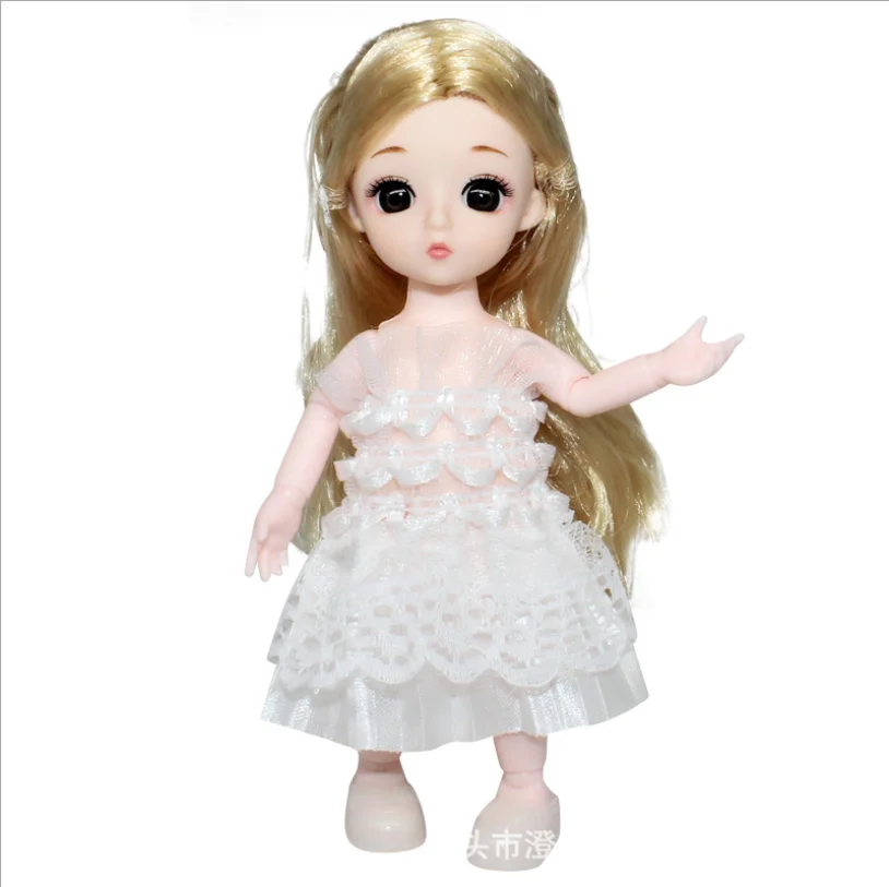 

Movable Joints 3D Big Eyes baby doll girl pink princess baby toy very soft Can Dress Up Fashion Doll for Girls Christmas Gift