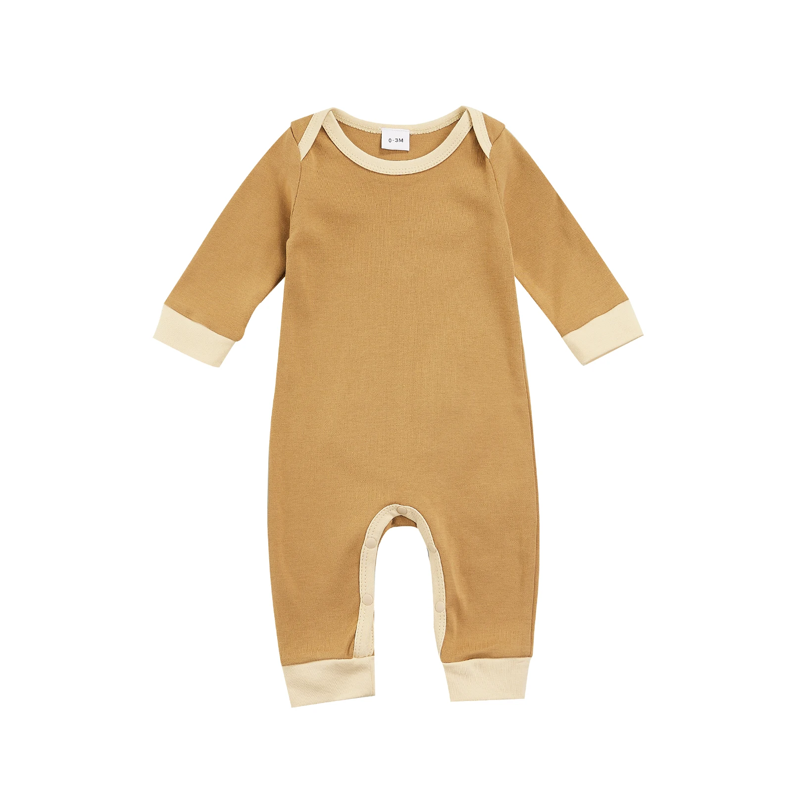 

Pudcoco 0-18M Romper Newborn Kids Casual Solid O-Neck Long Sleeve Covered Button Sleepwear Tracksuit Jumpsuit Leotard Loungewear