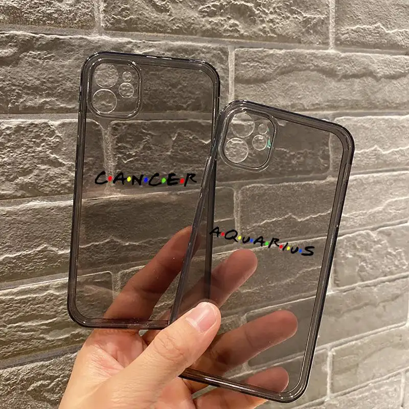 

Twelve constellation letters Phone Case Transparent for iPhone 7 8 11 12 se 2020 mini pro X XS XR MAX Plus