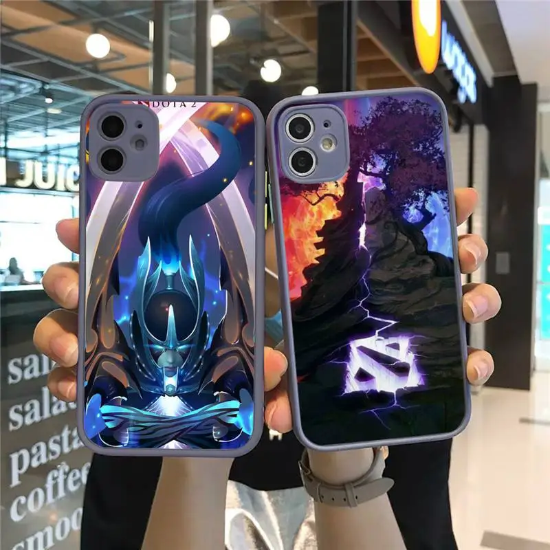 

Dota Phone Case For iPhone 12 11 Mini Pro XR XS Max 7 8 Plus X Matte transparent Gray Back Cover