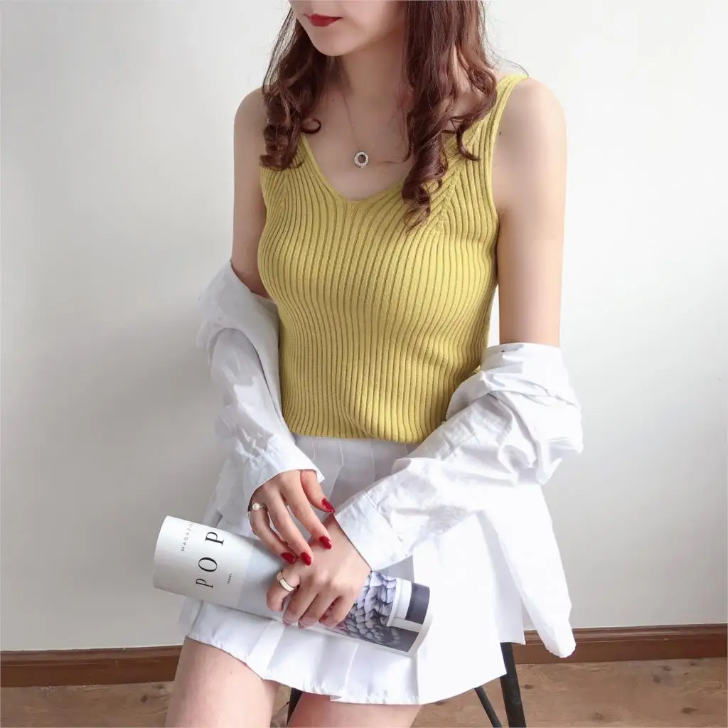 

OHCLOTHING XH 26427 seven color v-neck bar the harness 16