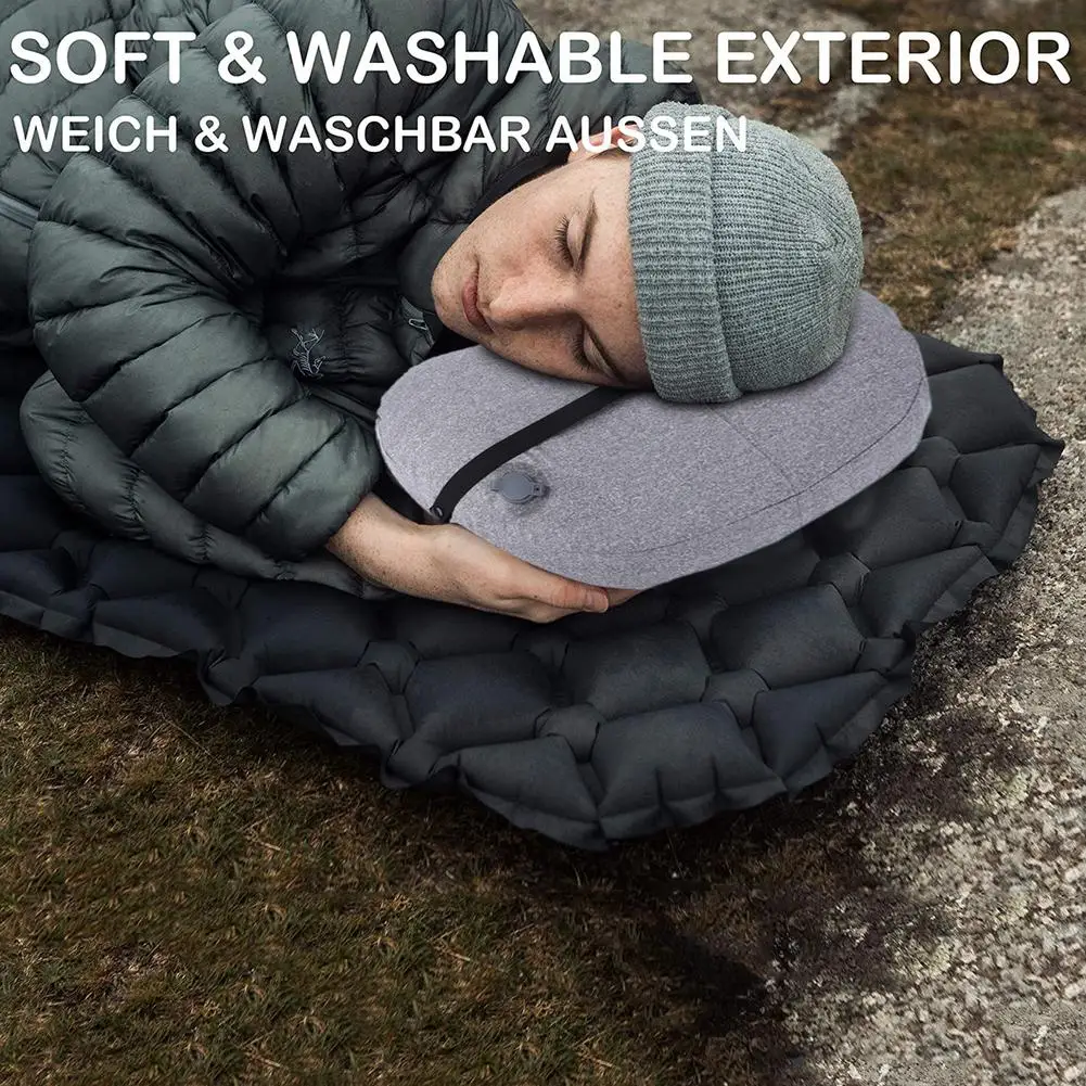

Portable Ultralight Inflatable Pillow With Pillow Cover And Storage Bag Office Travel Hiking Beach Car Plane Head Rest Camp Gear