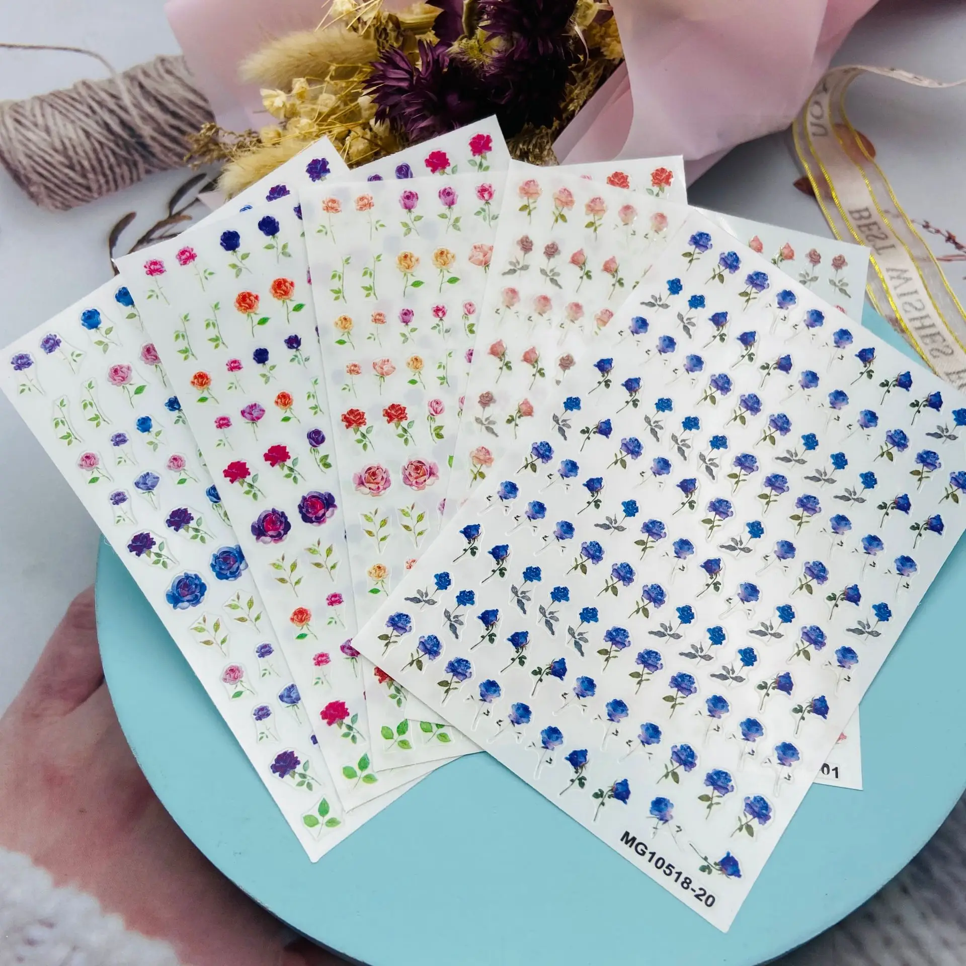 

Diy Rose Japanese Nail Art Stickers Thin Transparent Adhesive Nail Stickers Fresh Rose Series Nail Art Decorations Stickers Hot