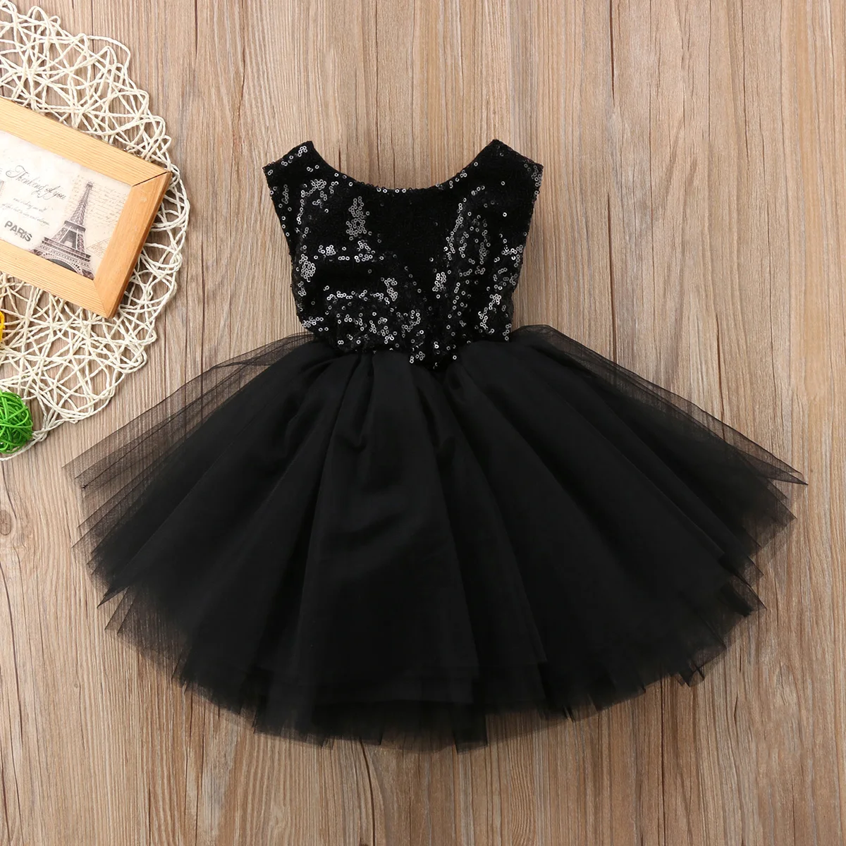 Formal Party Newborn Infant Baby Girls Sleeveless O-Neck Lace Bow Sequined Knee-Length Tutu Princess Dress Sundress 2021