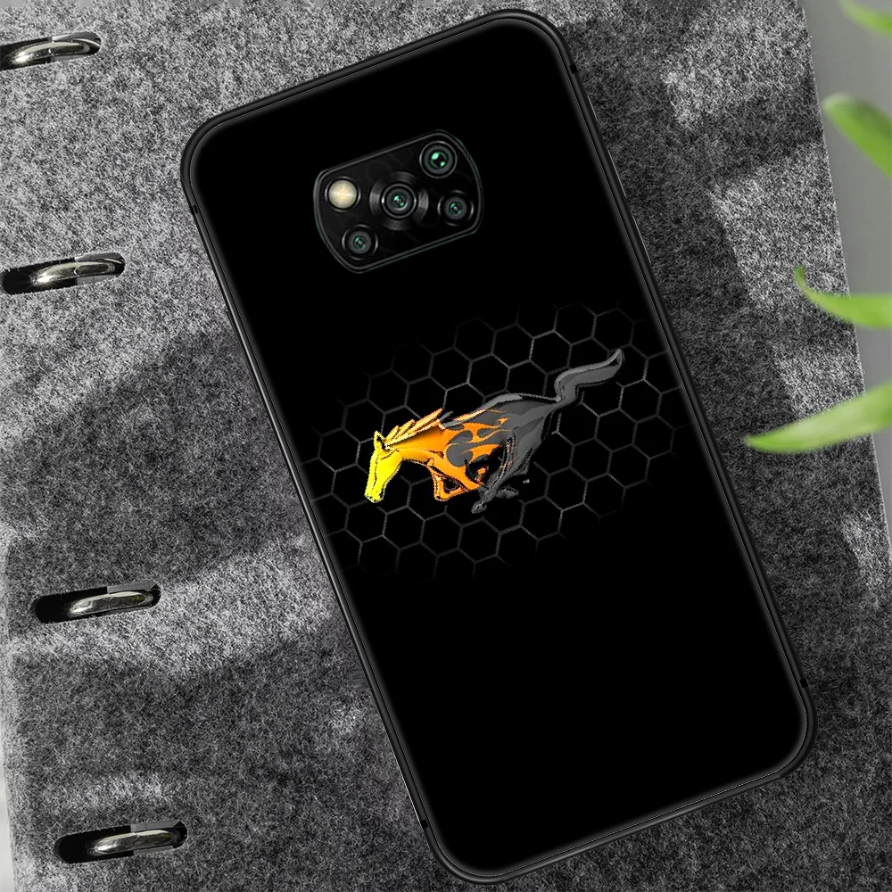 

mustang Sports car Phone case Cover Hull For Xiaomi Mi A2 A3 8 9 9T Note 10 Se Lite Pro black Cell Soft Prime Trend Hoesjes 3D