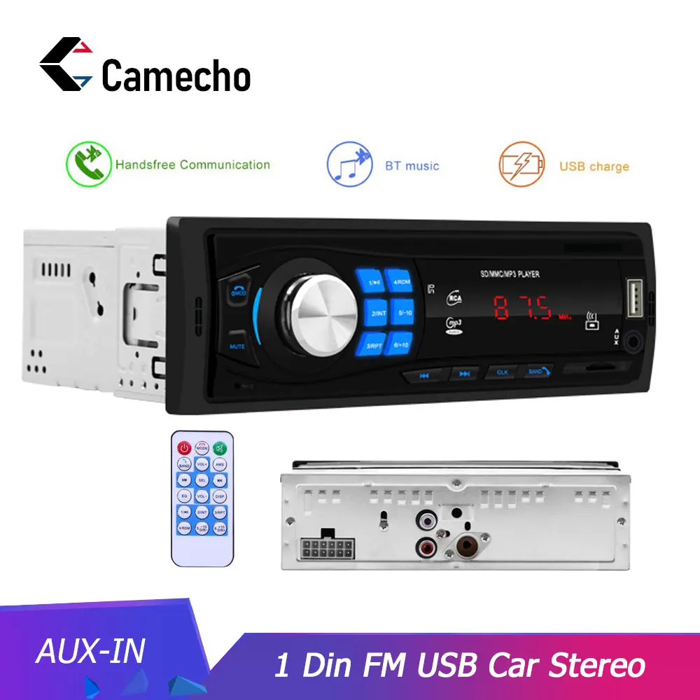 Camecho Авторадио Bluetooth Авто 12 в автомобильный стерео радио FM Aux IN входной приемник SD