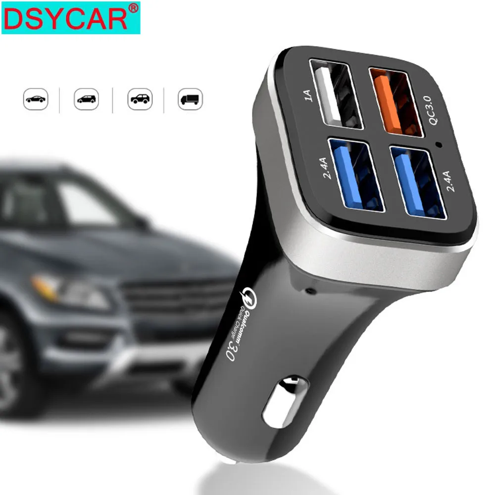 DSYCAR 1 шт. универсальное 4 порта USB Автомобильное зарядное устройство Быстрая