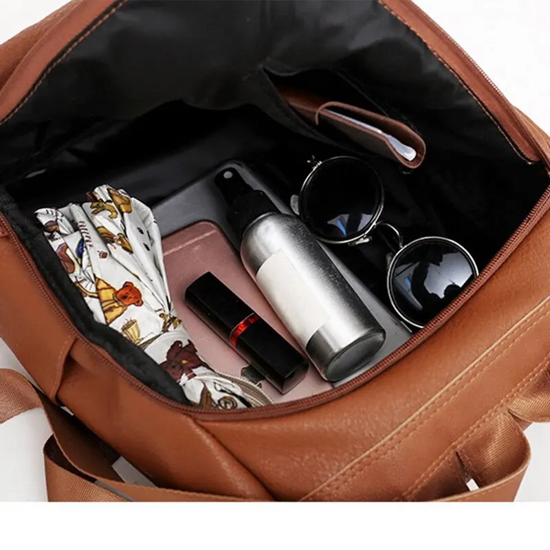 

PUIMENTIUA Backpack Women Retro PU Leather Backpack Women Leisure Travel Backpacks School Bags For Teenage Girls Bagpacks