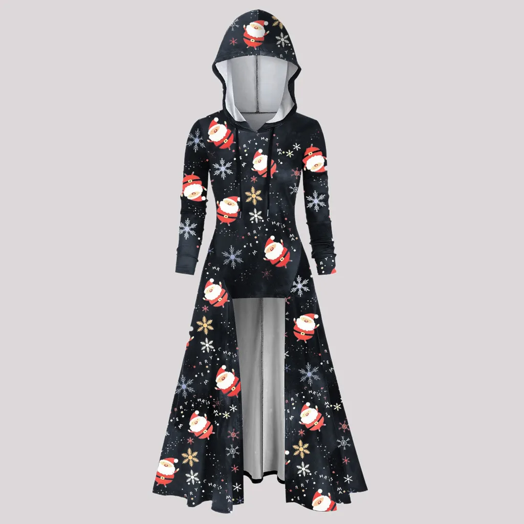 2019 и рисунком снеговика рождественское платье для женщин с капюшоном размера