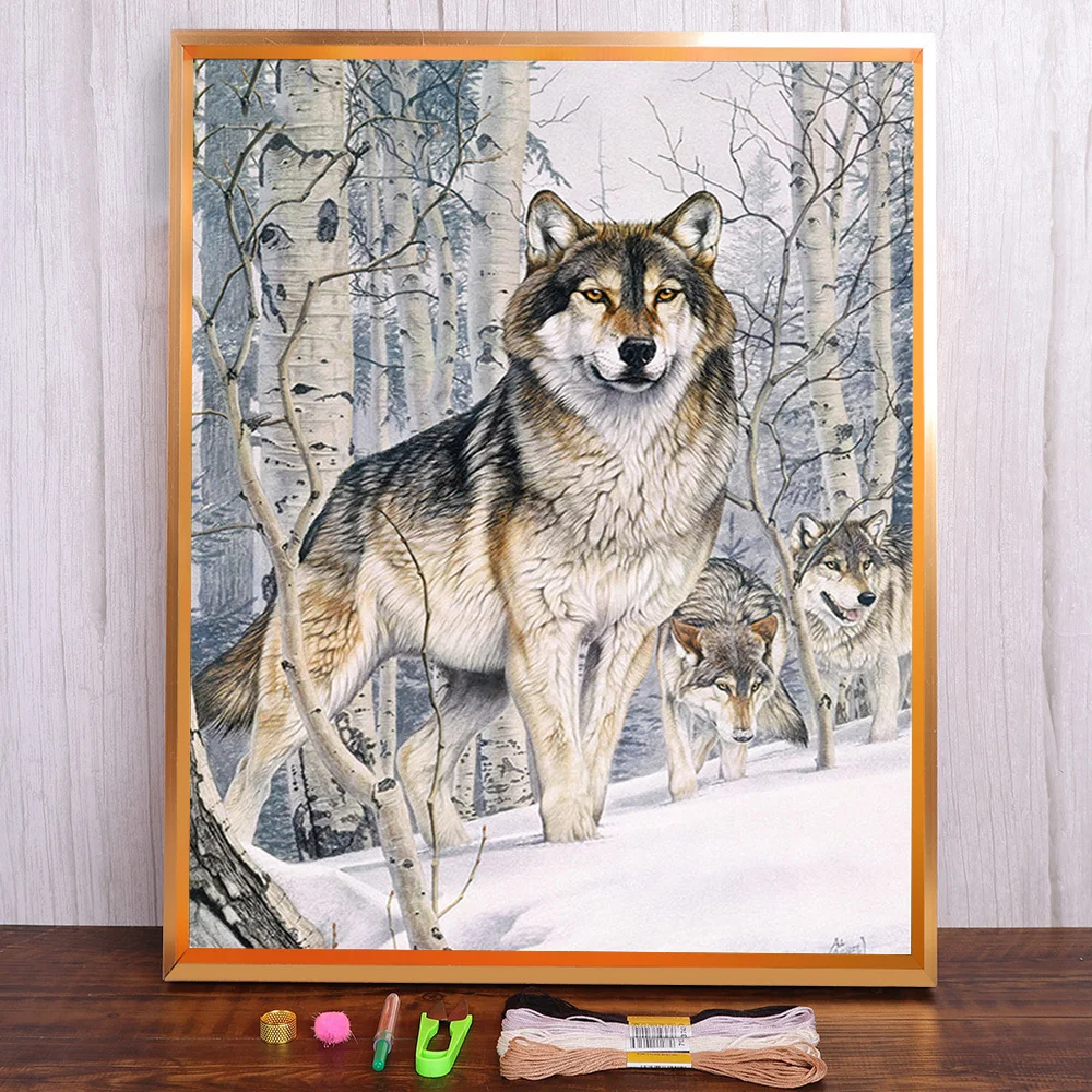 

Wolf Animals Winter Printed 11CT Cross Stitch Embroidery Kit DMC Threads Craft Knitting Handicraft Painting Magic Sales