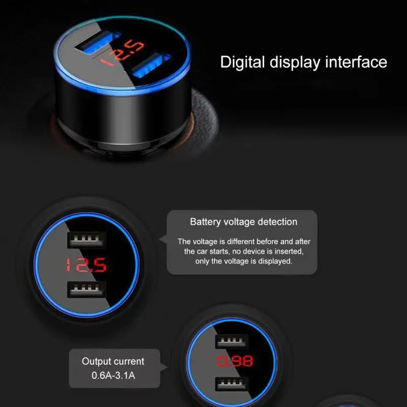 USB Автомобильное зарядное устройство для быстрой зарядки с двумя портами адаптер