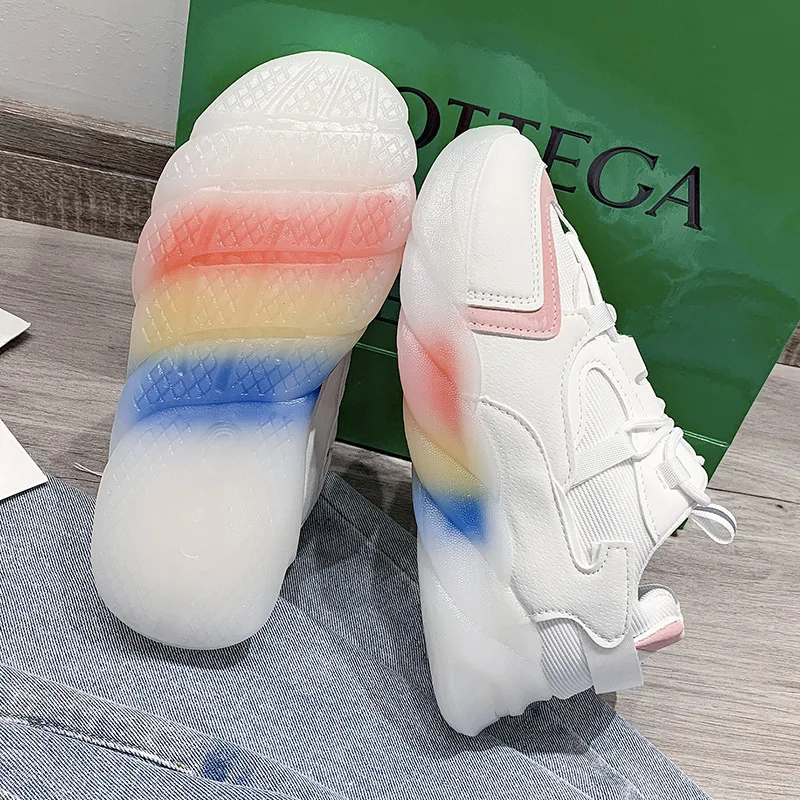 

Кроссовки женские сетчатые, дышащие, на толстой подошве, повседневные, для студентов, белые, осень 2021