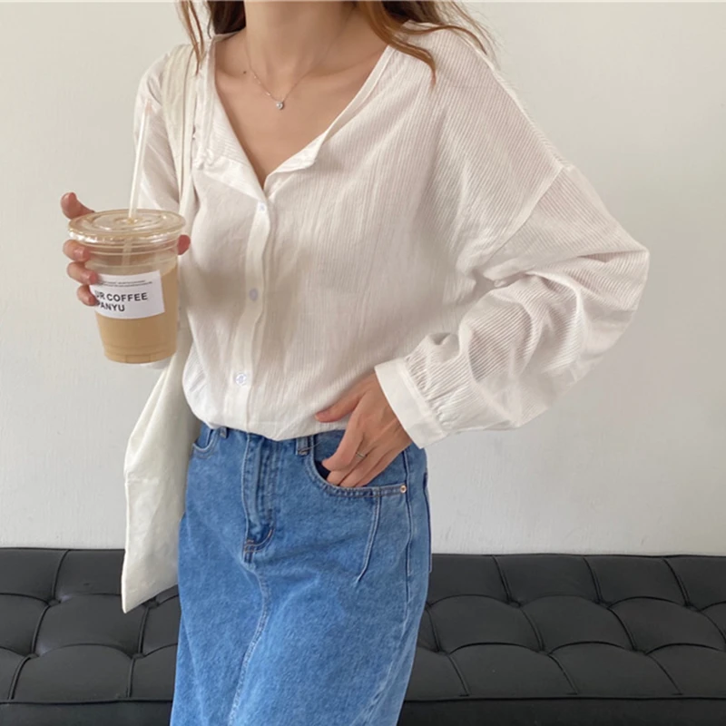 

New 2021 Spring Summer Women's Blouses Elegant Vintage Office Lady Oversize Fashionable Korean Style Wild Shirts Tops BL9102